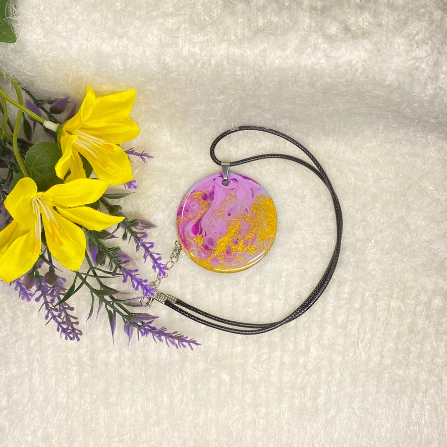 Hand Painted Iridescent Pendant Necklace