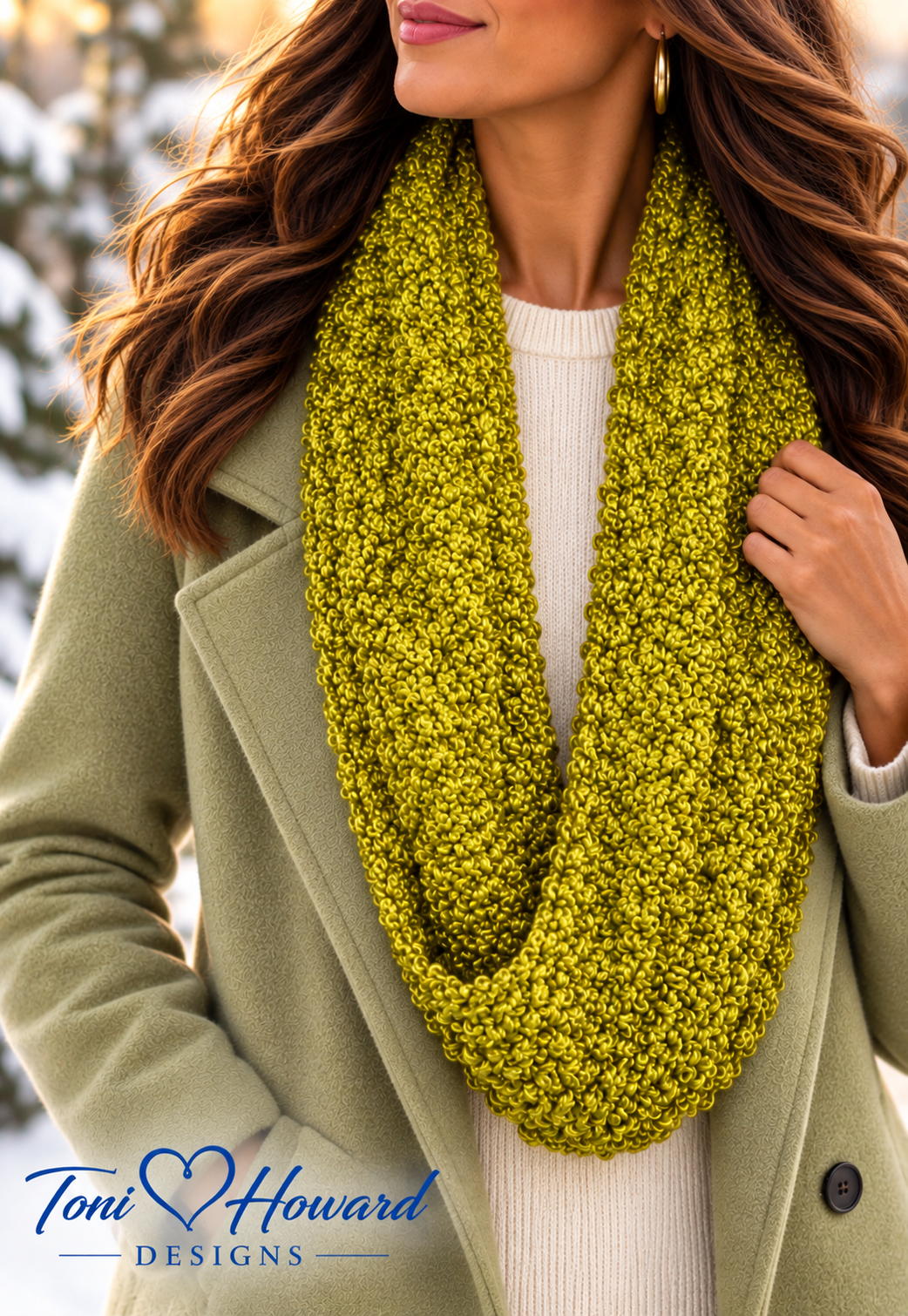Handmade Olive Green Crochet Infinity Scarf – Women's Fashion Accessory