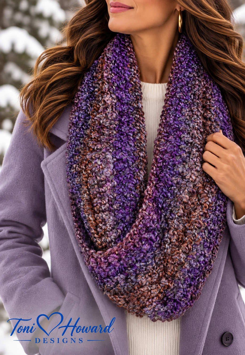 Handmade Purple Multicolor Crochet Infinity Scarf – Women's Fashion Accessory