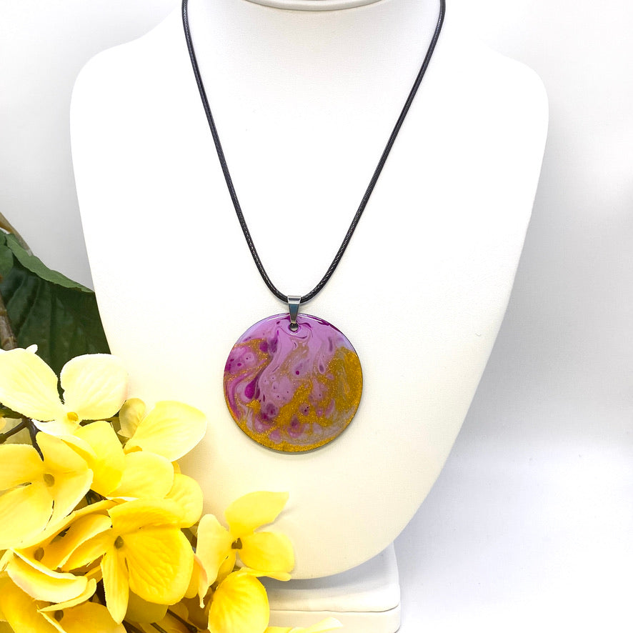 Hand Painted Iridescent Pendant Necklace