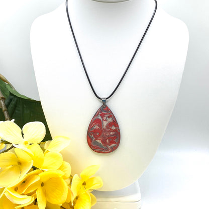 Hand Painted Iridescent Tear Drop Pendant Necklace