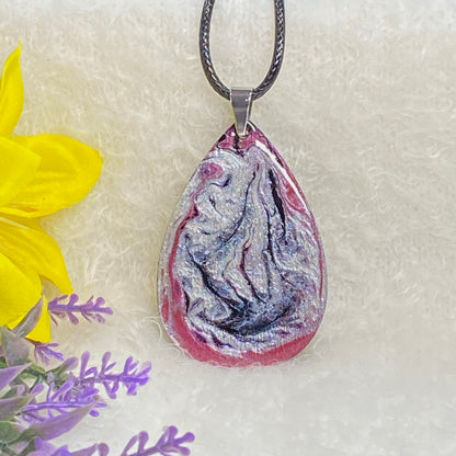 Hand Painted Iridescent Tear Drop Pendant Necklace