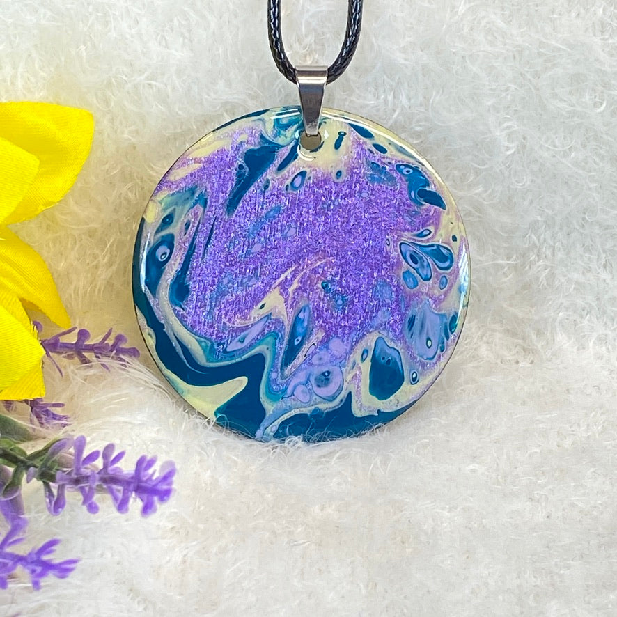 Hand Painted Iridescent Pendant Necklace