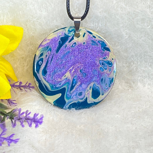 Hand Painted Iridescent Pendant Necklace