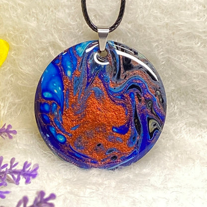 Hand Painted Iridescent Pendant Necklace