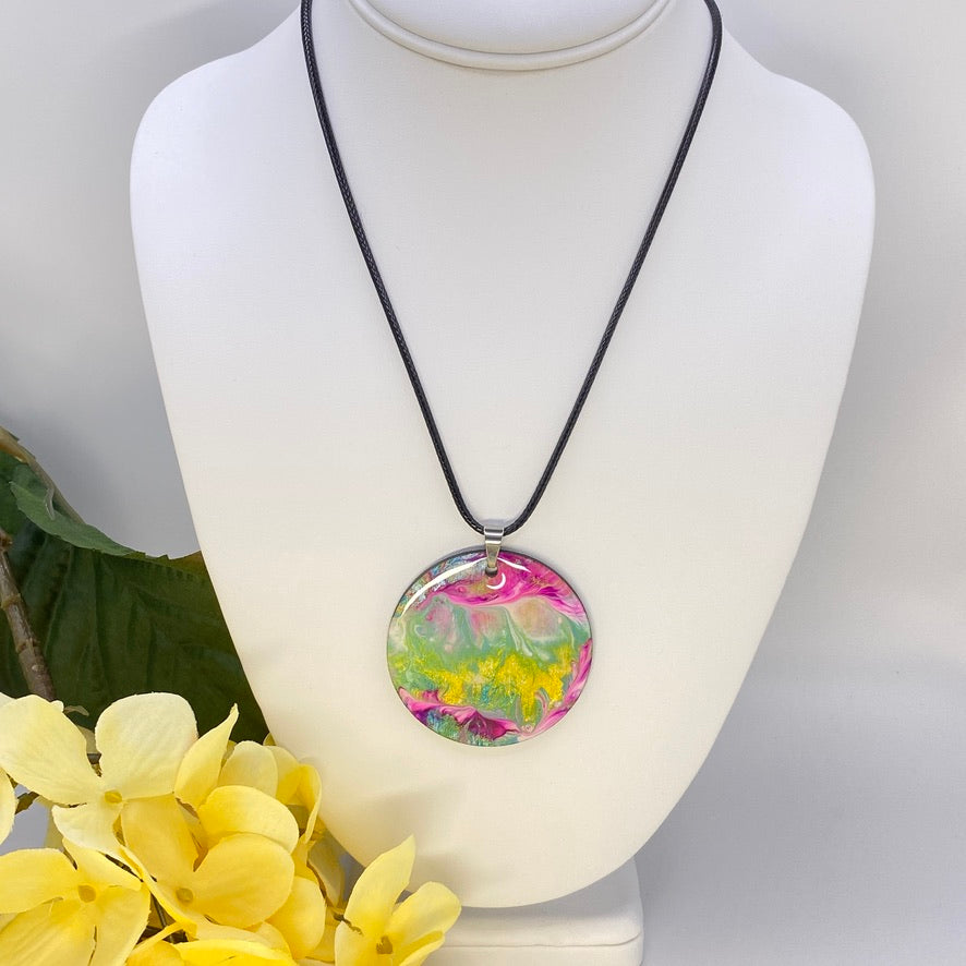 Hand Painted Iridescent Pendant Necklace