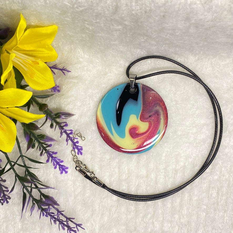 Hand Painted Iridescent Pendant Necklace