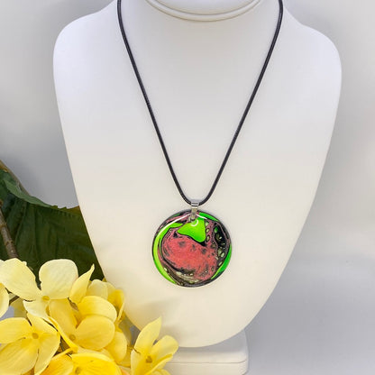 Hand Painted Iridescent Pendant Necklace