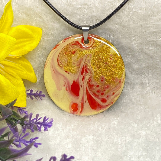 Hand Painted Iridescent Pendant Necklace