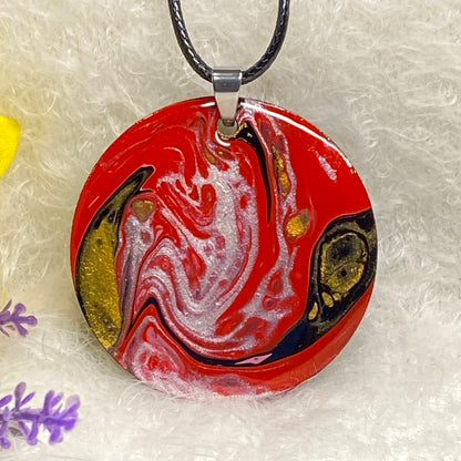 Hand Painted Iridescent Pendant Necklace