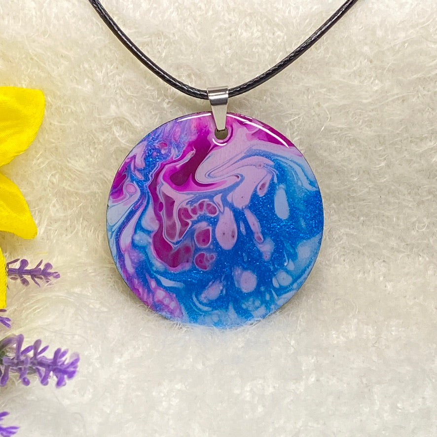 Hand Painted Iridescent Pendant Necklace