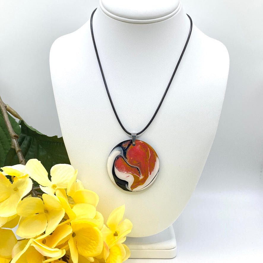 Hand Painted Iridescent Pendant Necklace