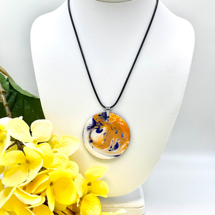 Hand Painted Iridescent Pendant Necklace