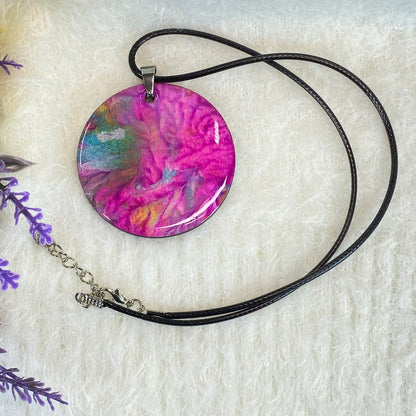 Hand Painted Iridescent Pendant Necklace