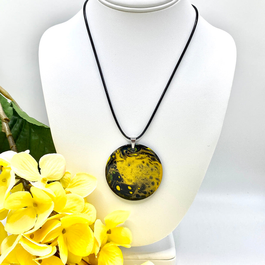 Hand Painted Iridescent Pendant Necklace