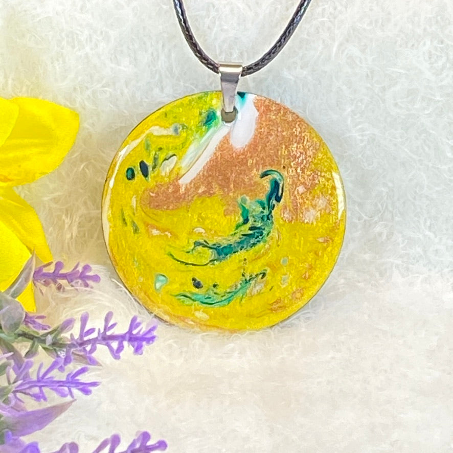 Hand Painted Iridescent Pendant Necklace