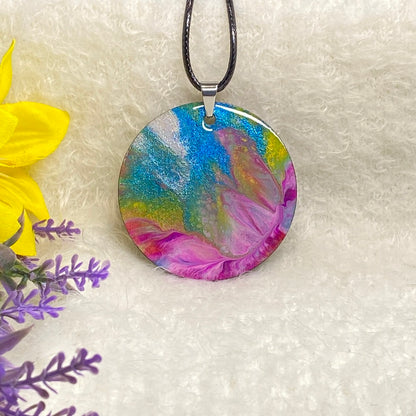 Hand Painted Iridescent Pendant Necklace