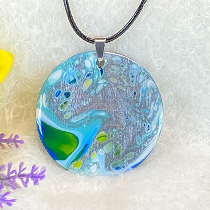 Hand Painted Iridescent Pendant Necklace