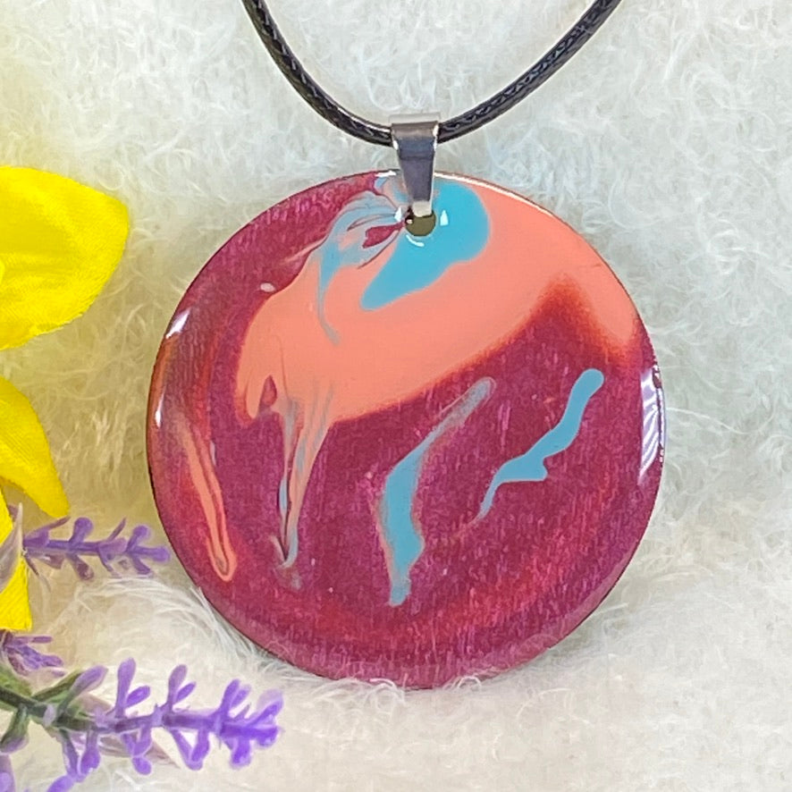 Hand Painted Iridescent Pendant Necklace