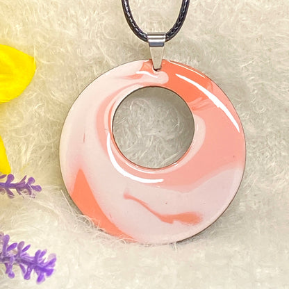 Hand Painted Iridescent Center Hollow Pendant Necklace