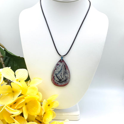 Hand Painted Iridescent Tear Drop Pendant Necklace