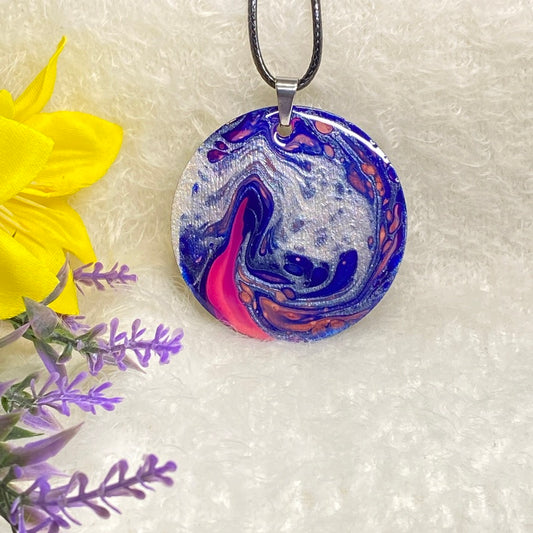 Hand Painted Iridescent Pendant Necklace