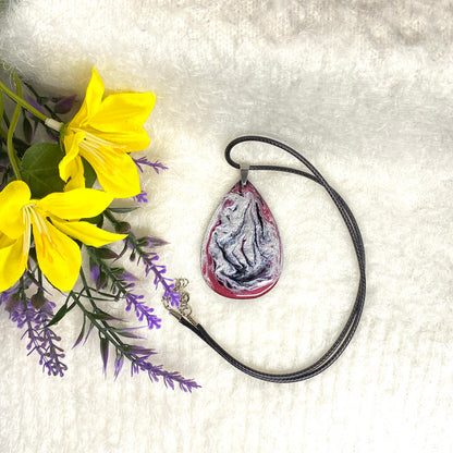 Hand Painted Iridescent Tear Drop Pendant Necklace