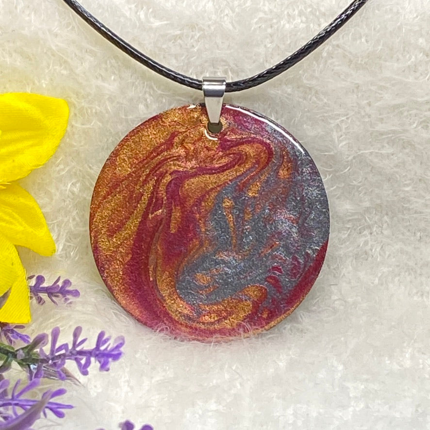 Hand Painted Iridescent Pendant Necklace