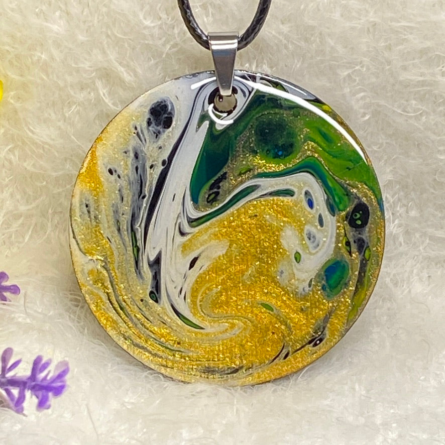 Hand Painted Iridescent Pendant Necklace