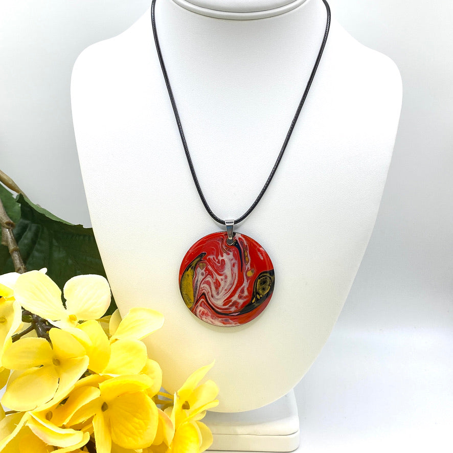 Hand Painted Iridescent Pendant Necklace