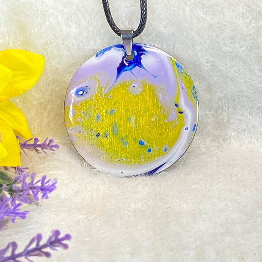 Hand Painted Iridescent Pendant Necklace