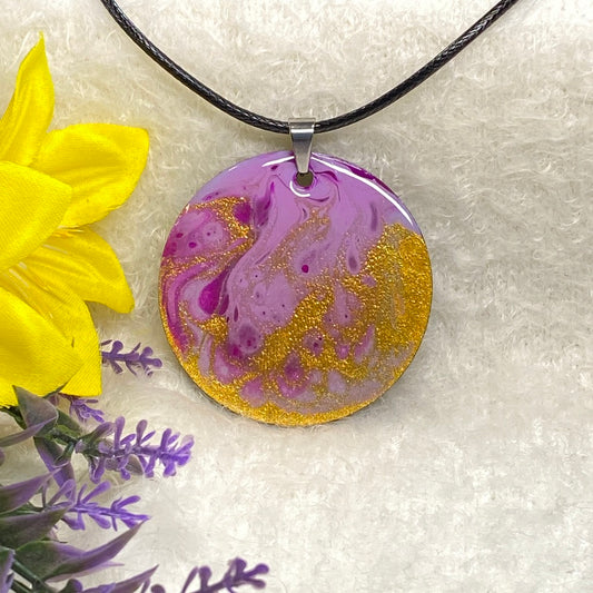 Hand Painted Iridescent Pendant Necklace