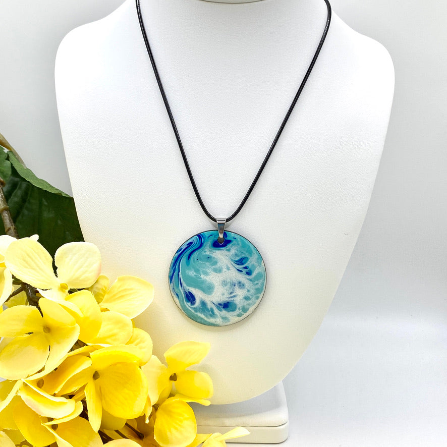 Hand Painted Iridescent Pendant Necklace