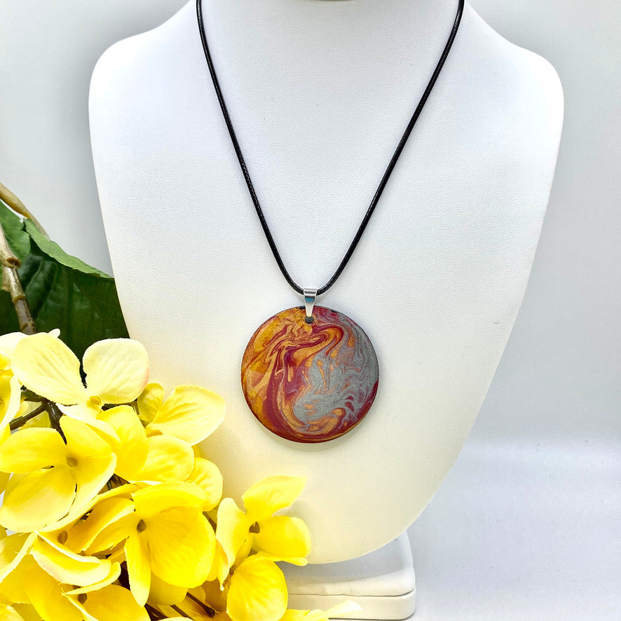 Hand Painted Iridescent Pendant Necklace