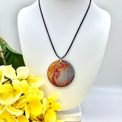 Hand Painted Iridescent Pendant Necklace