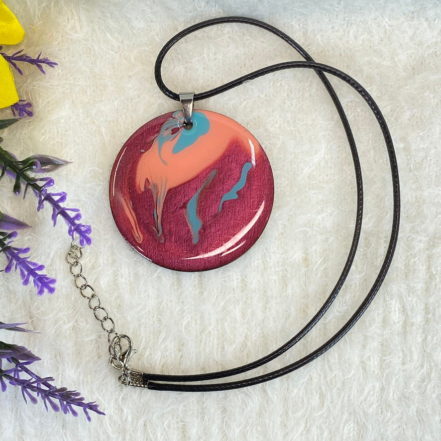 Hand Painted Iridescent Pendant Necklace