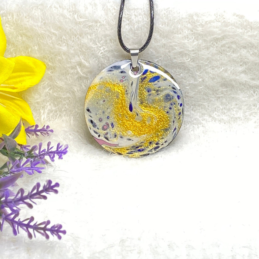 Hand Painted Iridescent Pendant Necklace