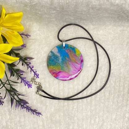 Hand Painted Iridescent Pendant Necklace