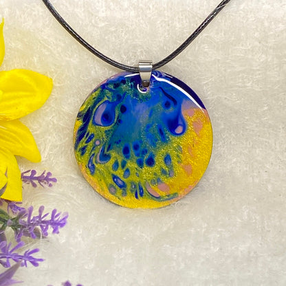 Hand Painted Iridescent Pendant Necklace