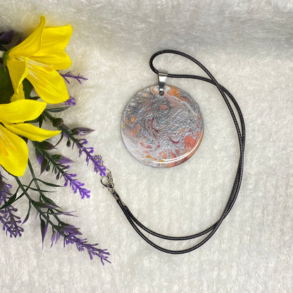 Hand Painted Iridescent Pendant Necklace