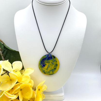 Hand Painted Iridescent Pendant Necklace