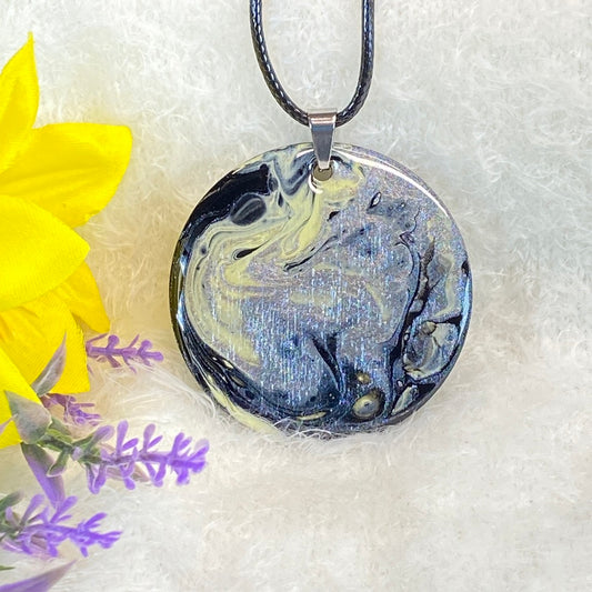 Hand Painted Iridescent Pendant Necklace