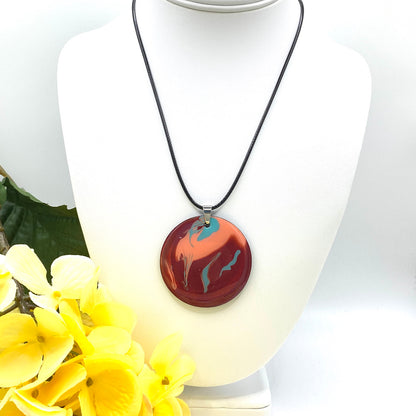 Hand Painted Iridescent Pendant Necklace