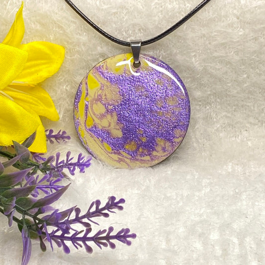 Hand Painted Iridescent Pendant Necklace