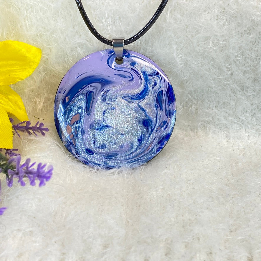 Hand Painted Iridescent Pendant Necklace