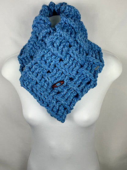 Multi Style Unisex Chunky Crochet Basket Weave Button Cowl Neck Warmer Gaiter Scarf