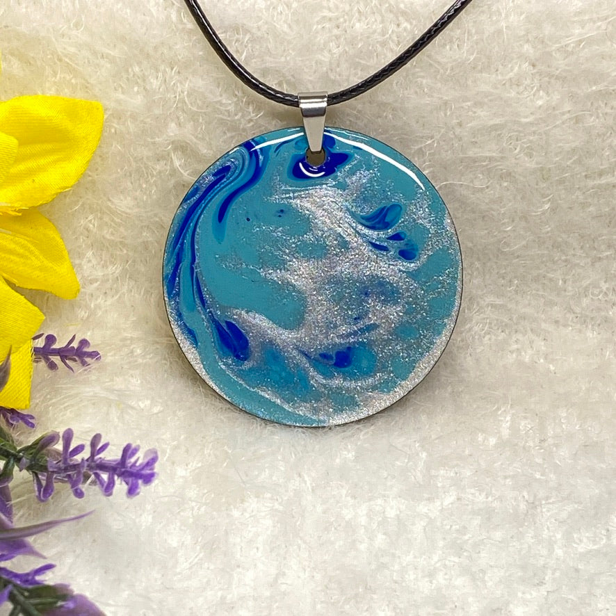 Hand Painted Iridescent Pendant Necklace