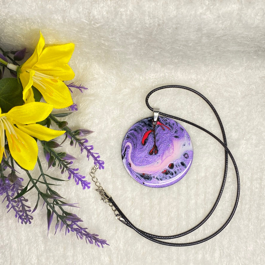 Hand Painted Iridescent Pendant Necklace