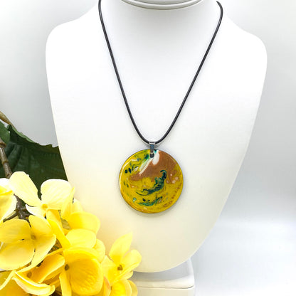 Hand Painted Iridescent Pendant Necklace