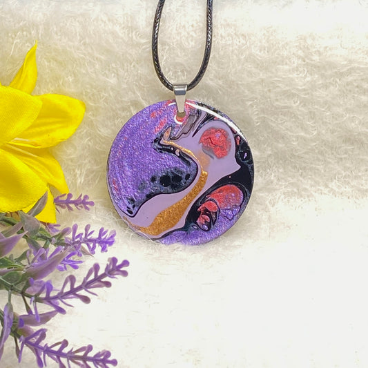 Hand Painted Iridescent Pendant Necklace